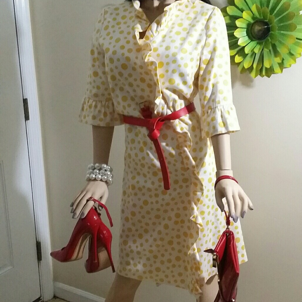 Yellow poka pot dress